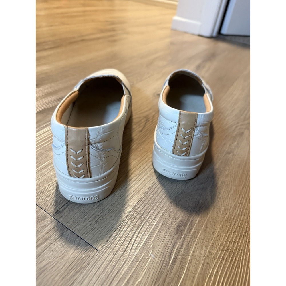 Soludos Genuine Leather Ivory Cream Platform Slip On Loafers Size 8.5 - Picture 5 of 7